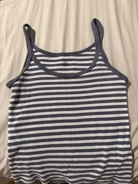 Striped Navy and White Ribbed Tank Top